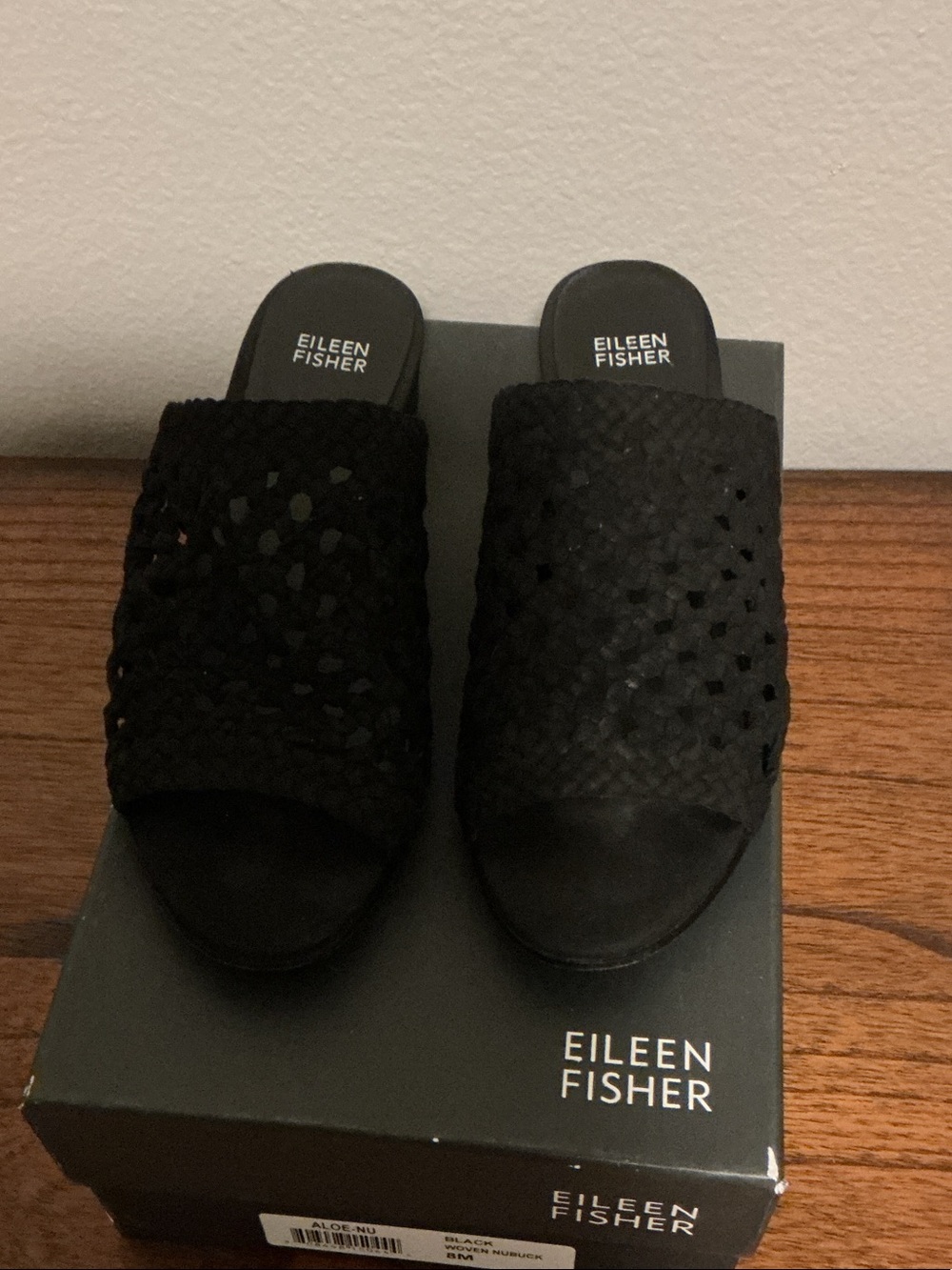 Eileen Fisher Black Braided Slide Mules